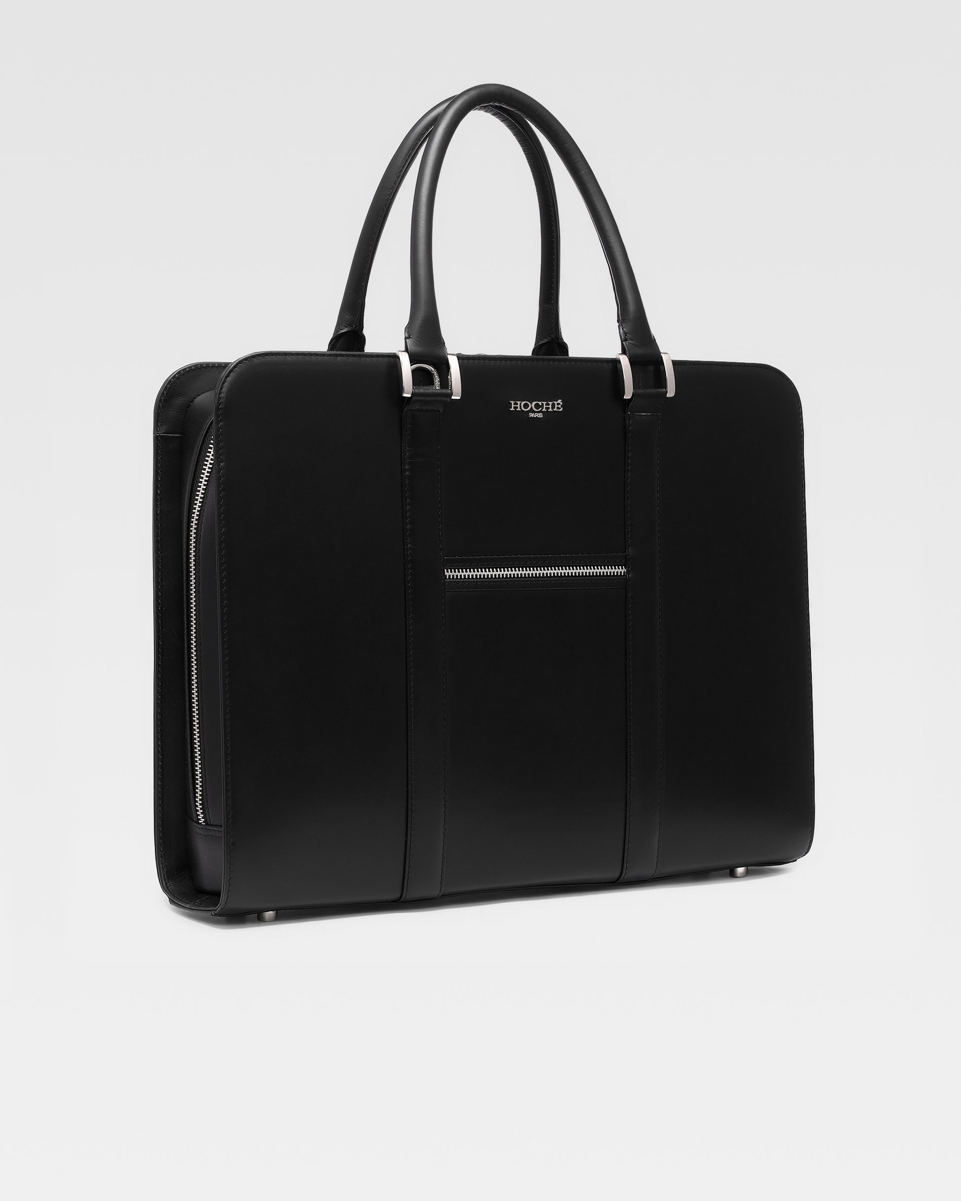 Black Leather Laptop Bag for Professionals – 15-inch MacBook Bag – Hoche Paris