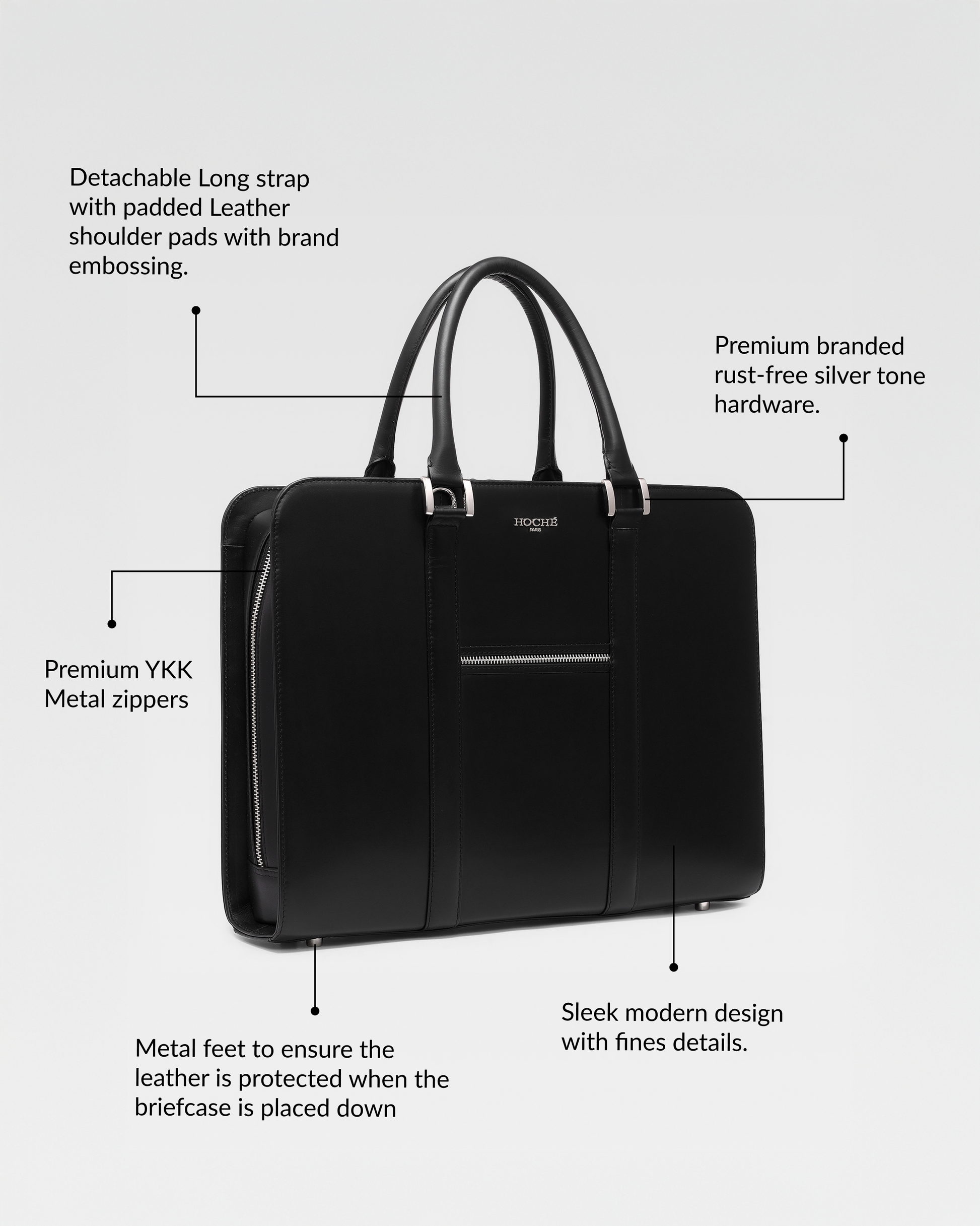 Premium Leather Laptop bags India with metal feet and YKK zippers