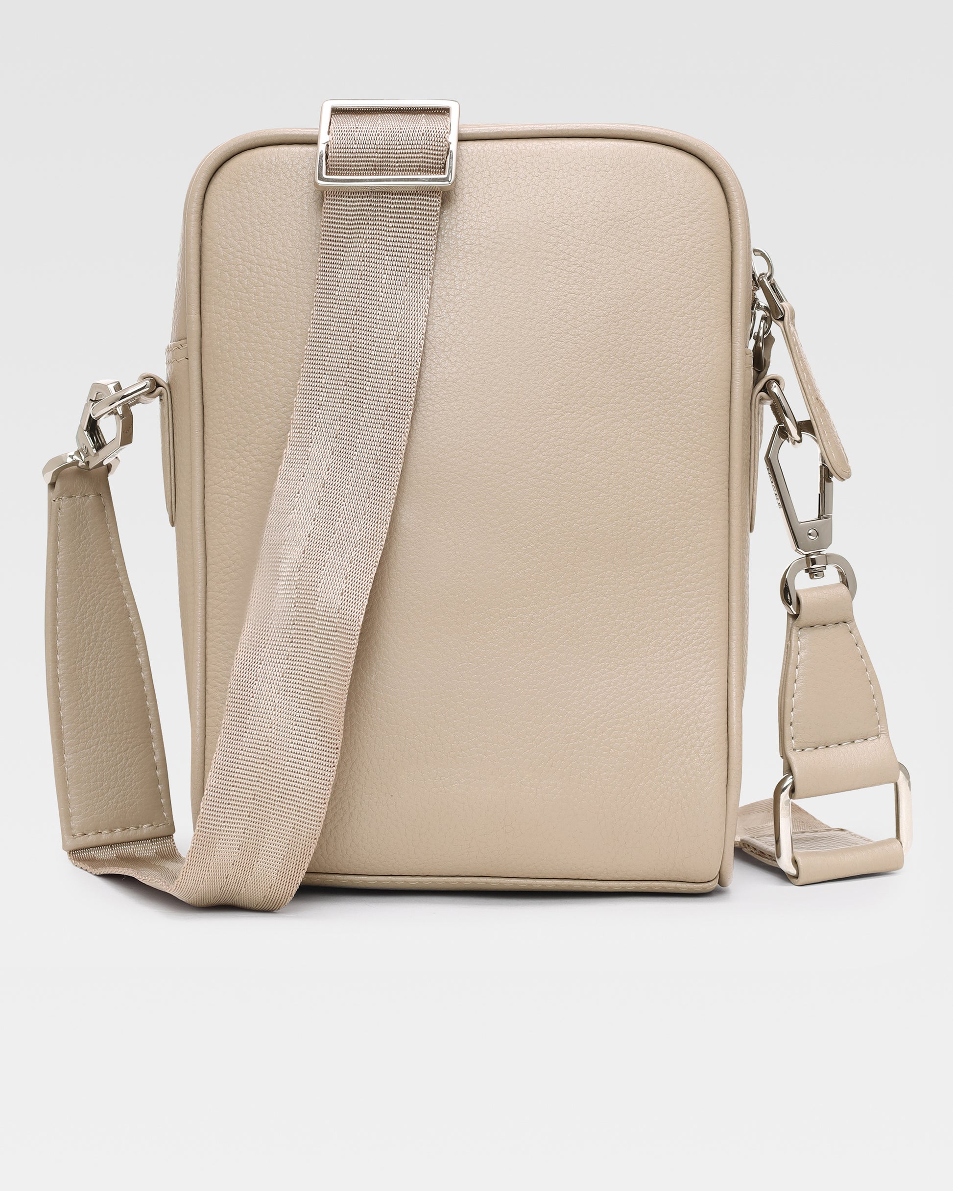 Back view of Taupe men sling bag in genuine leather – Hoche Paris