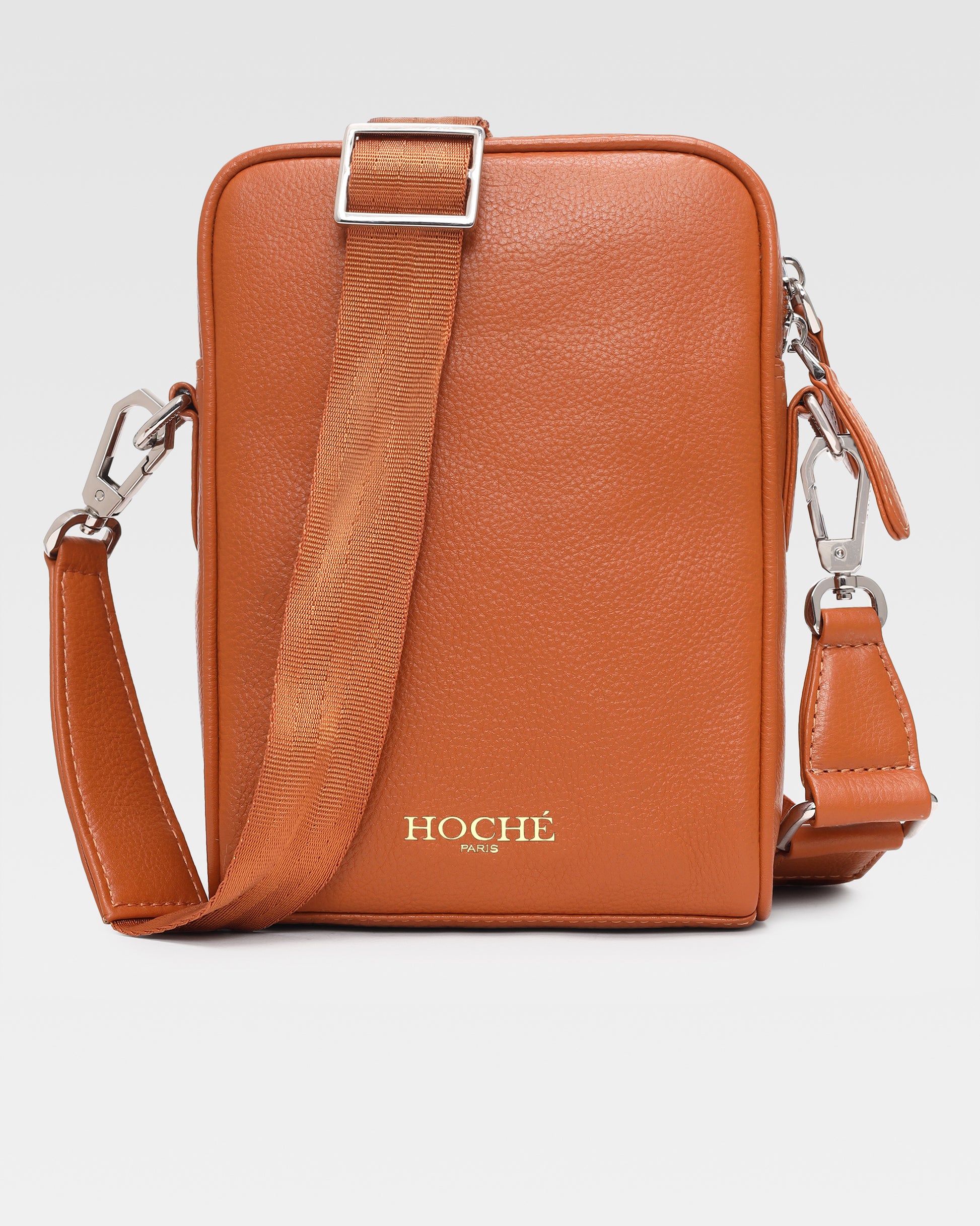 Back view of Umber Tan men sling bag in genuine leather – Hoche Paris