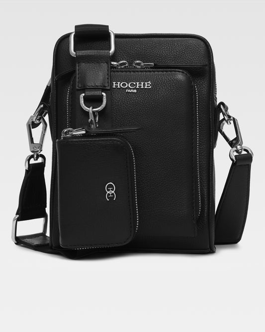 Front view of Grandeur genuine leather sling bag for men – Hoche Paris